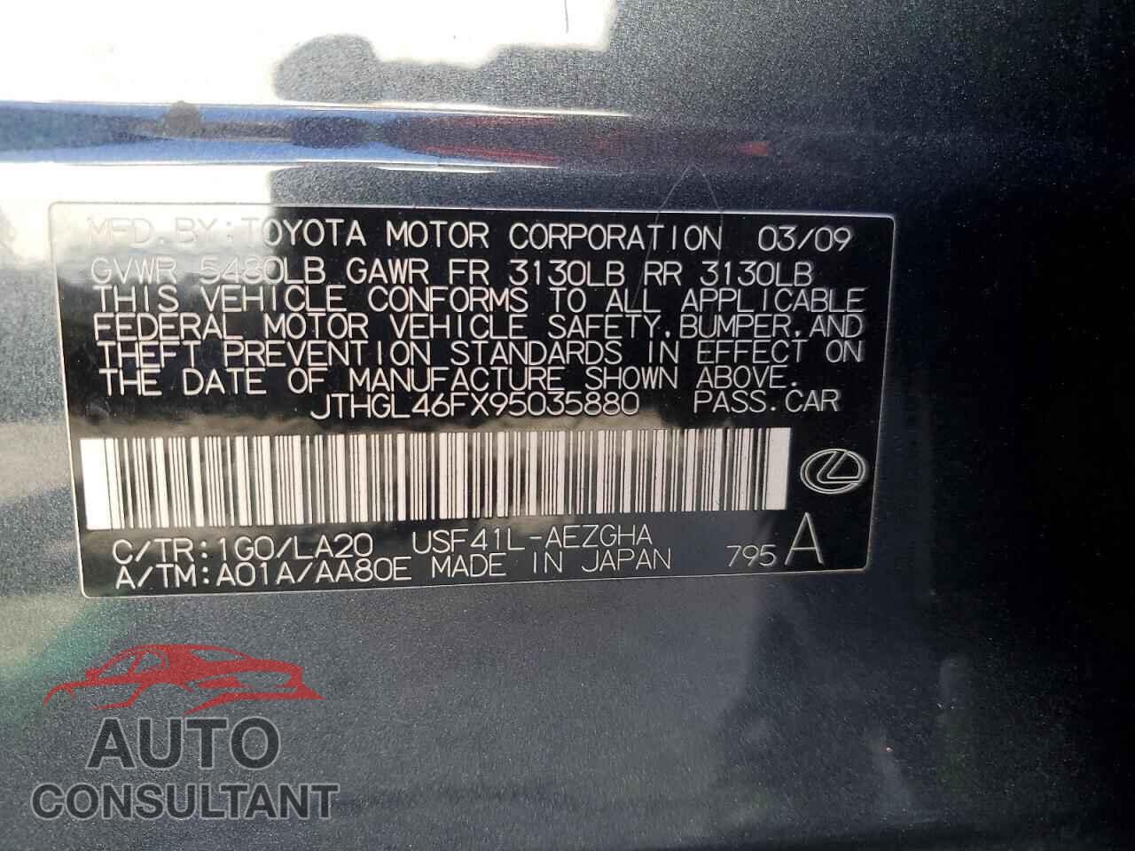 LEXUS LS460 2009 - JTHGL46FX95035880