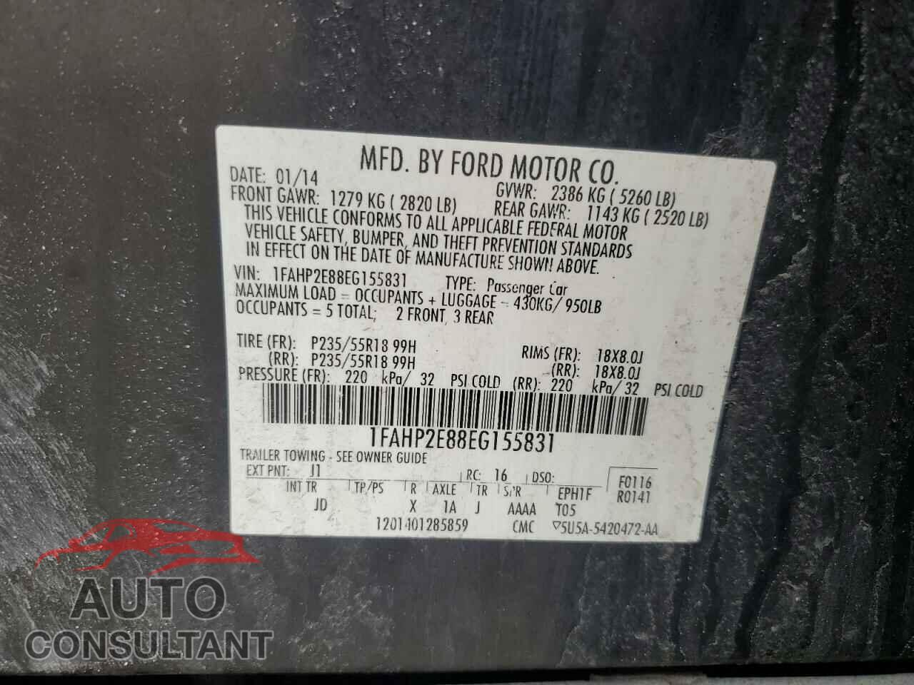 FORD TAURUS 2014 - 1FAHP2E88EG155831