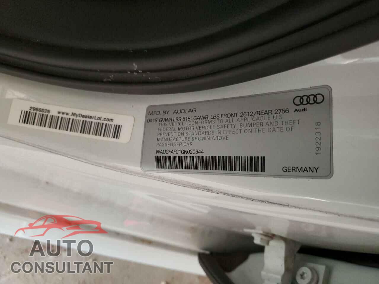 AUDI A6 2016 - WAUGFAFC1GN020644