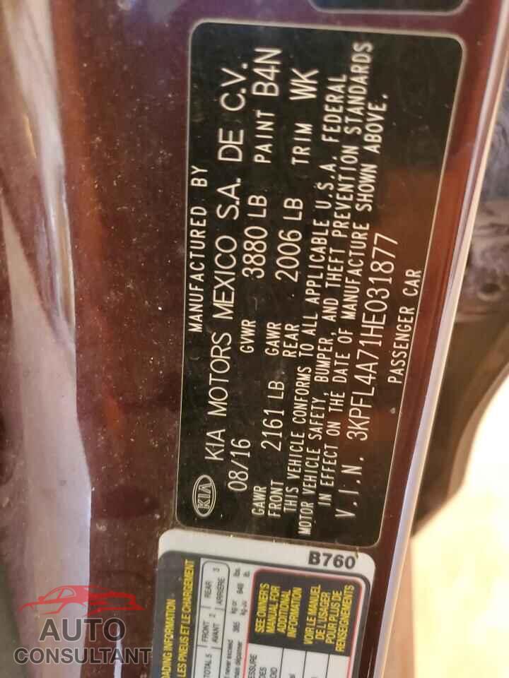 KIA FORTE 2017 - 3KPFL4A71HE031877