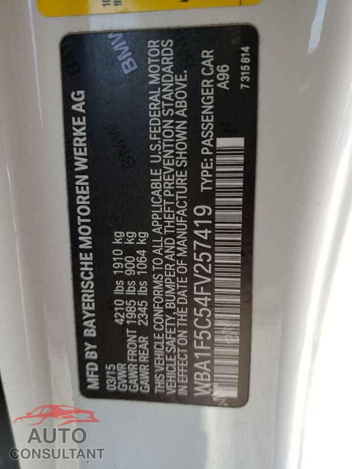BMW 2 SERIES 2015 - WBA1F5C54FV257419