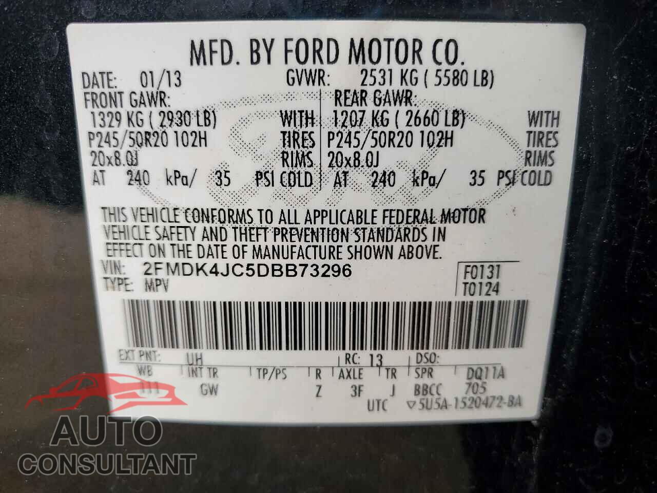 FORD EDGE 2013 - 2FMDK4JC5DBB73296