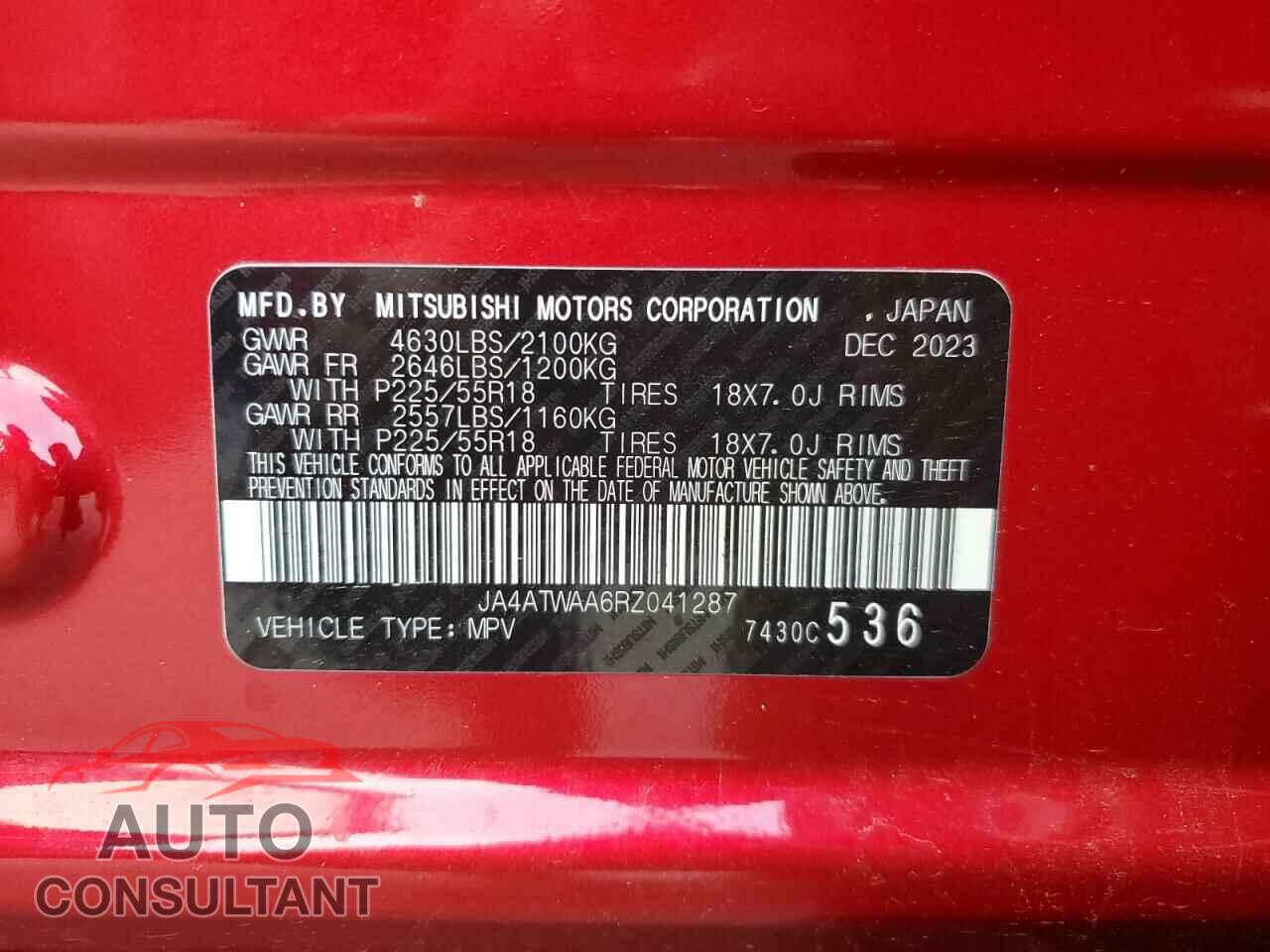 MITSUBISHI ECLIPSE 2024 - JA4ATWAA6RZ041287