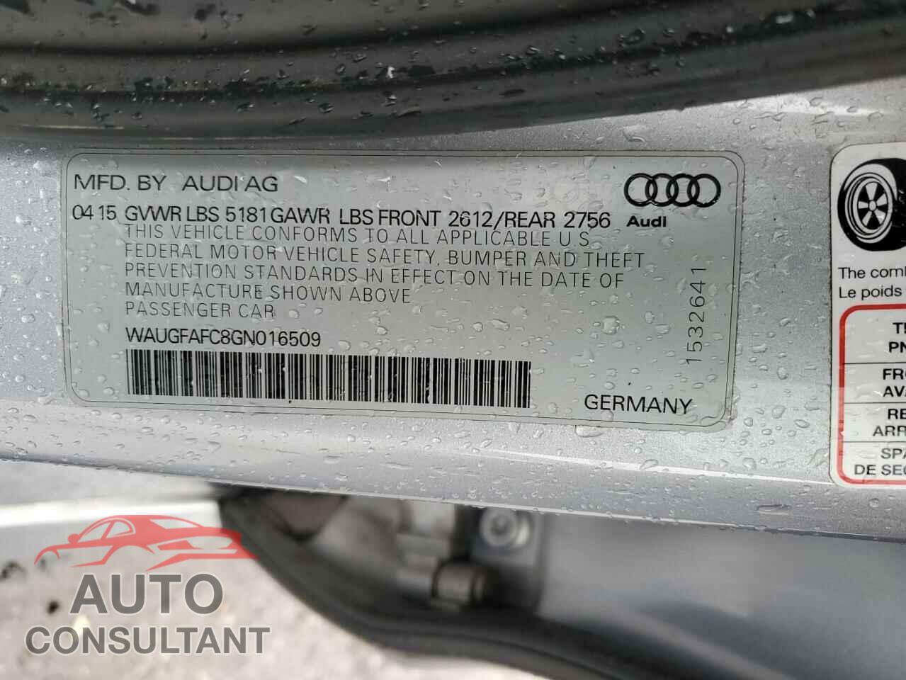 AUDI A6 2016 - WAUGFAFC8GN016509