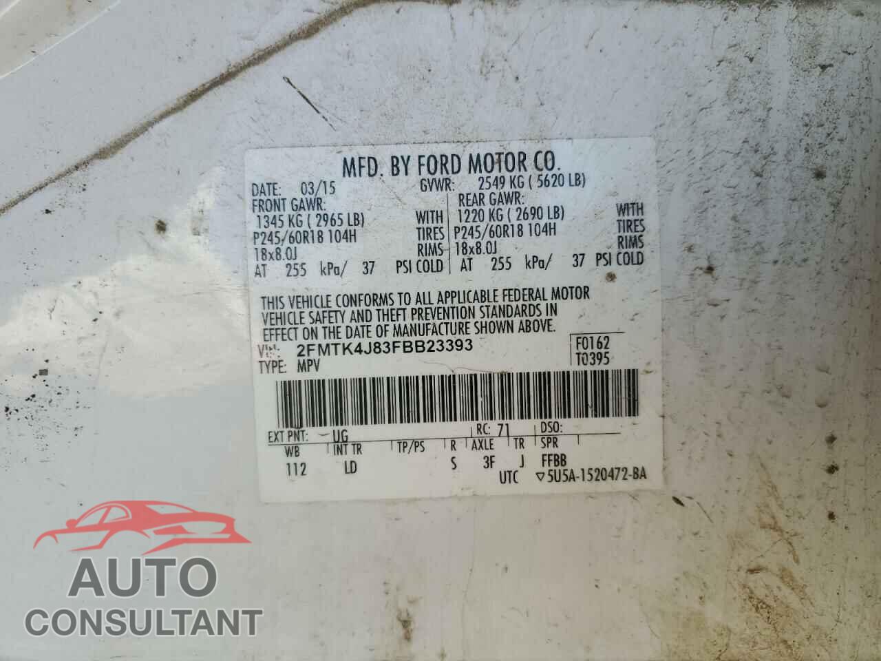 FORD EDGE 2015 - 2FMTK4J83FBB23393