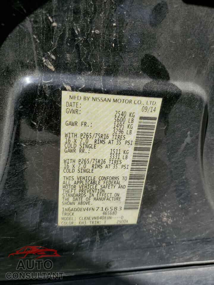 NISSAN FRONTIER 2015 - 1N6AD0EV4FN716583
