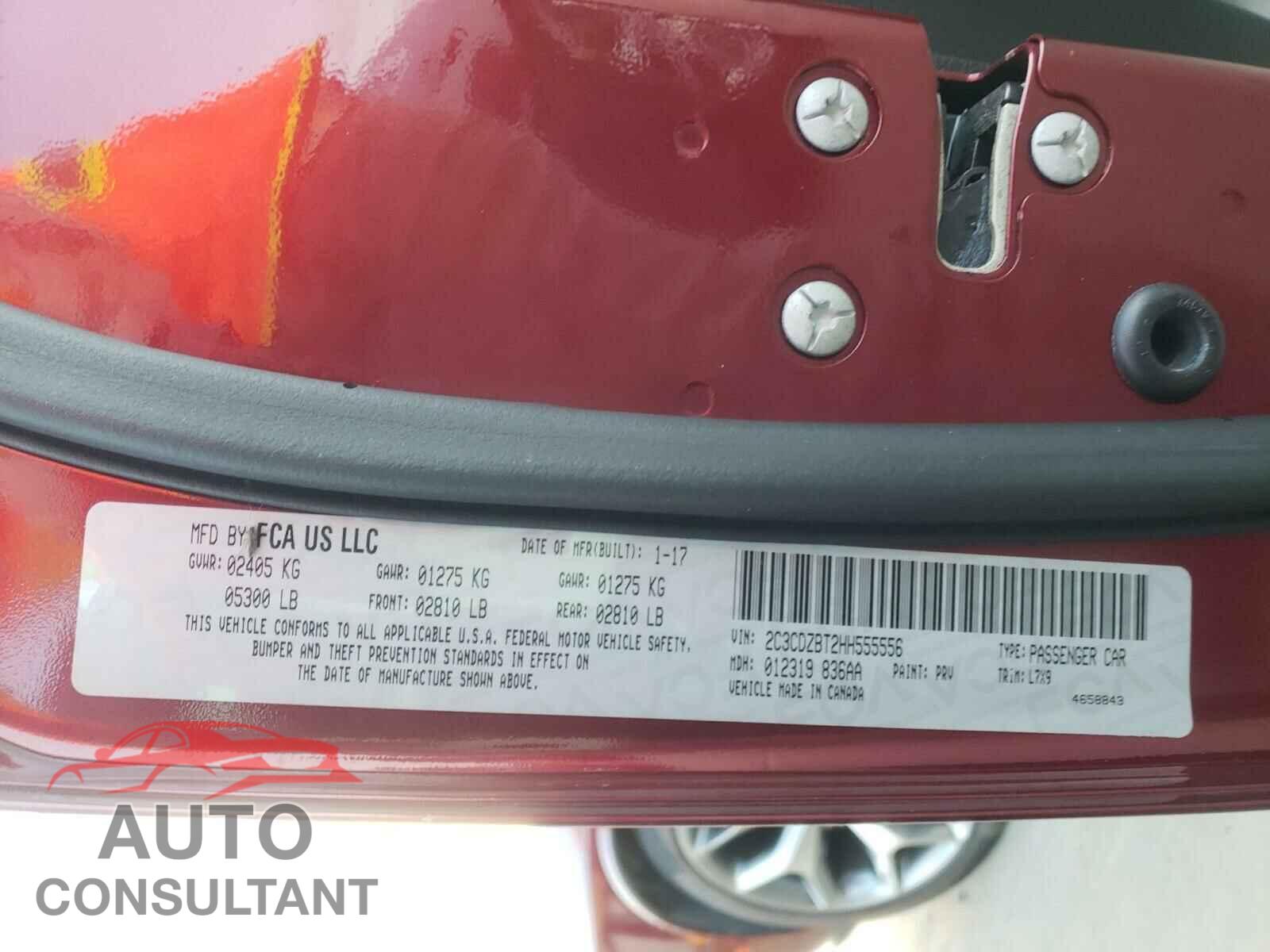 DODGE CHALLENGER 2017 - 2C3CDZBT2HH555556