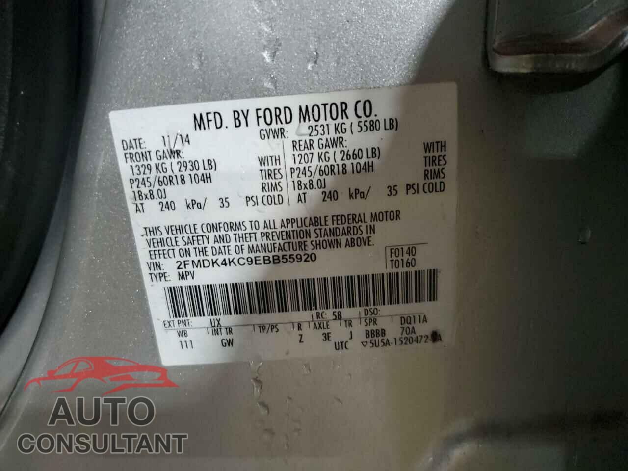 FORD EDGE 2014 - 2FMDK4KC9EBB55920