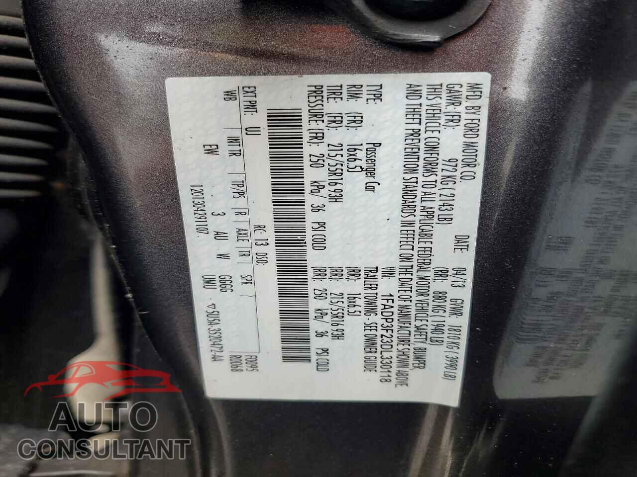 FORD FOCUS 2013 - 1FADP3F23DL330118