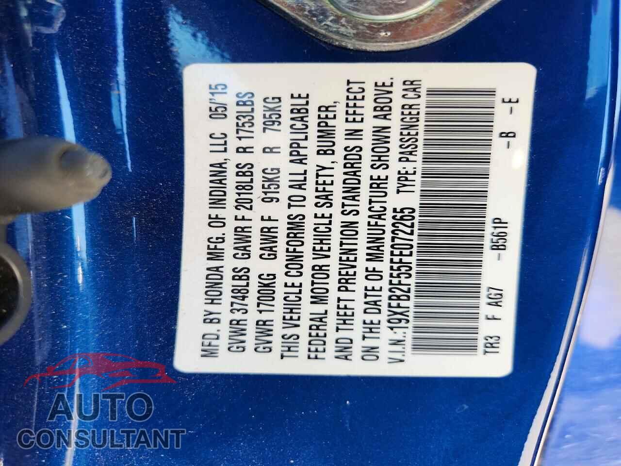 HONDA CIVIC 2015 - 19XFB2F55FE072265