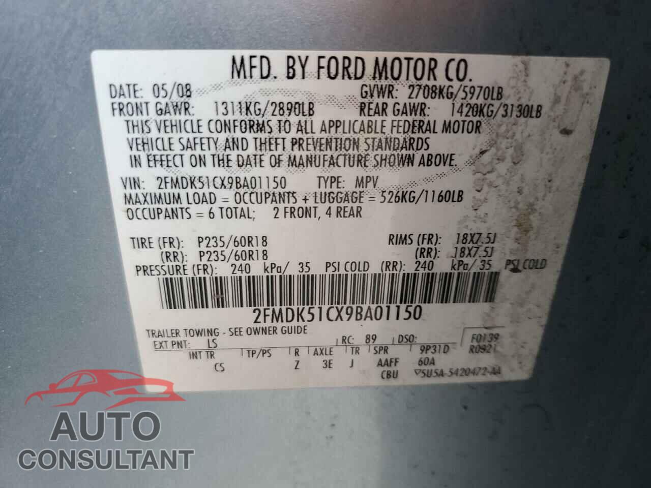 FORD FLEX 2009 - 2FMDK51CX9BA01150