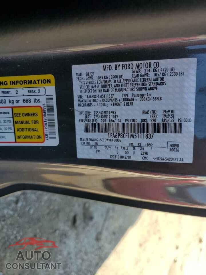 FORD MUSTANG 2021 - 1FA6P8CF1M5111837