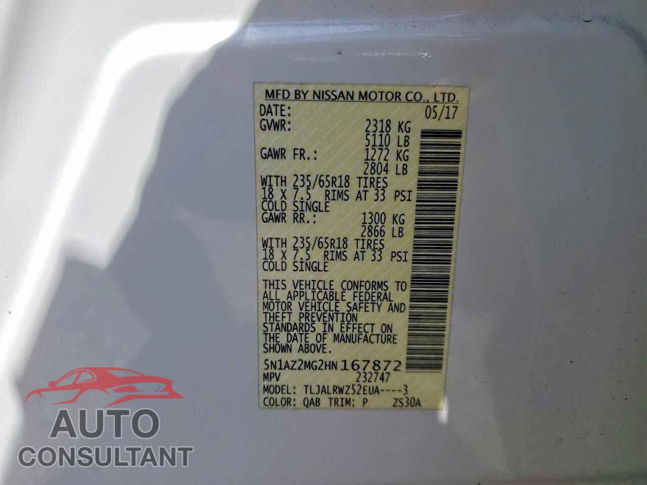 NISSAN MURANO 2017 - 5N1AZ2MG2HN167872