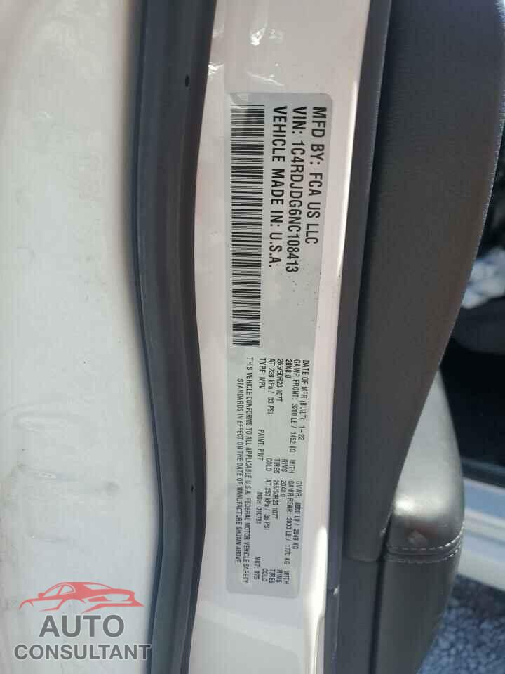 DODGE DURANGO 2022 - 1C4RDJDG6NC108413