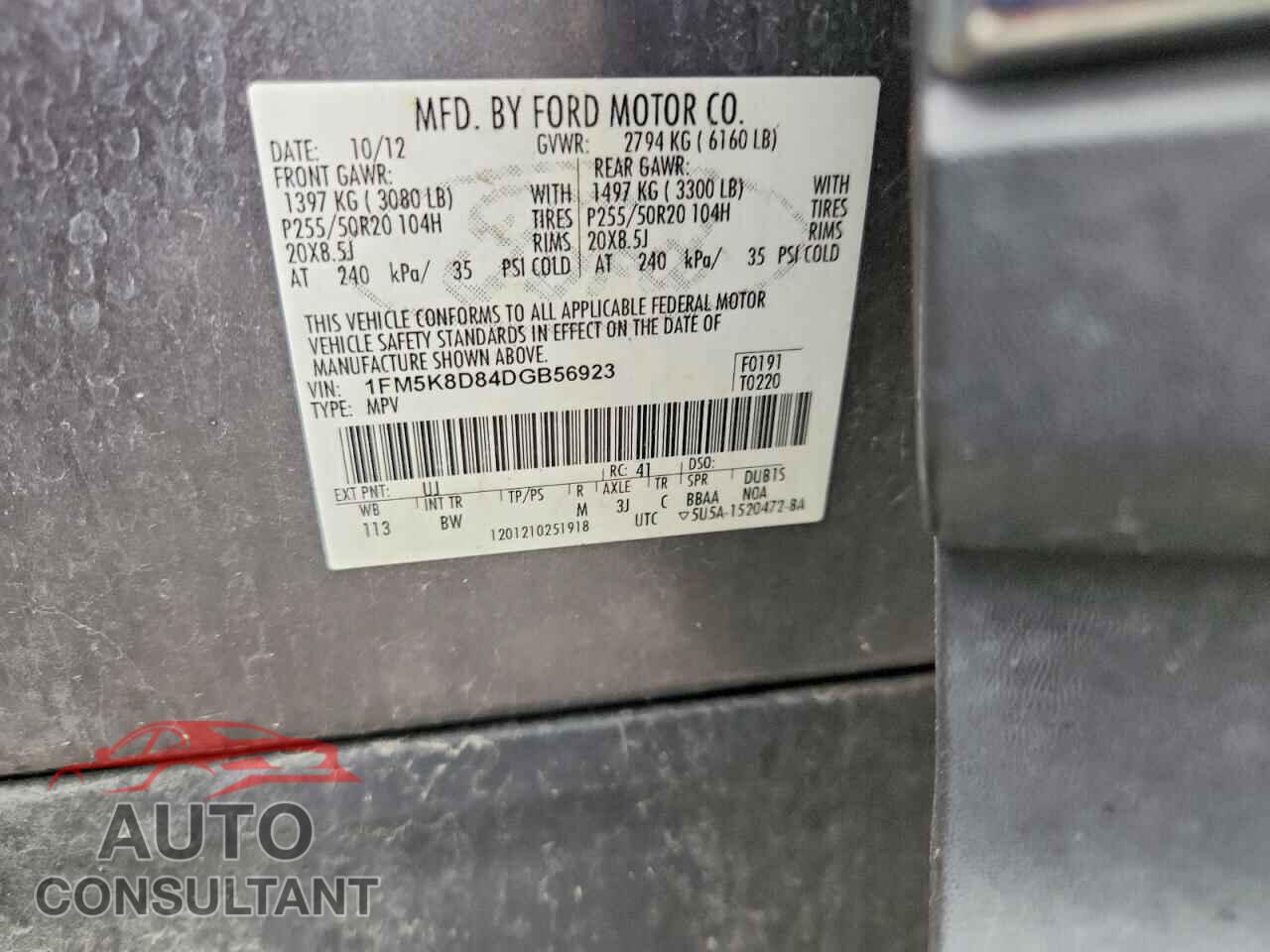 FORD EXPLORER 2013 - 1FM5K8D84DGB56923
