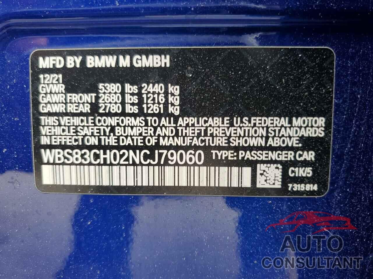 BMW M5 2022 - WBS83CH02NCJ79060