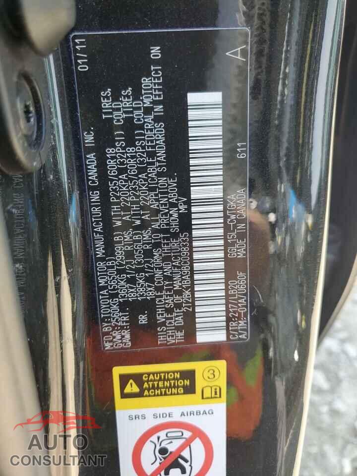 LEXUS RX350 2011 - 2T2BK1BA9BC098335