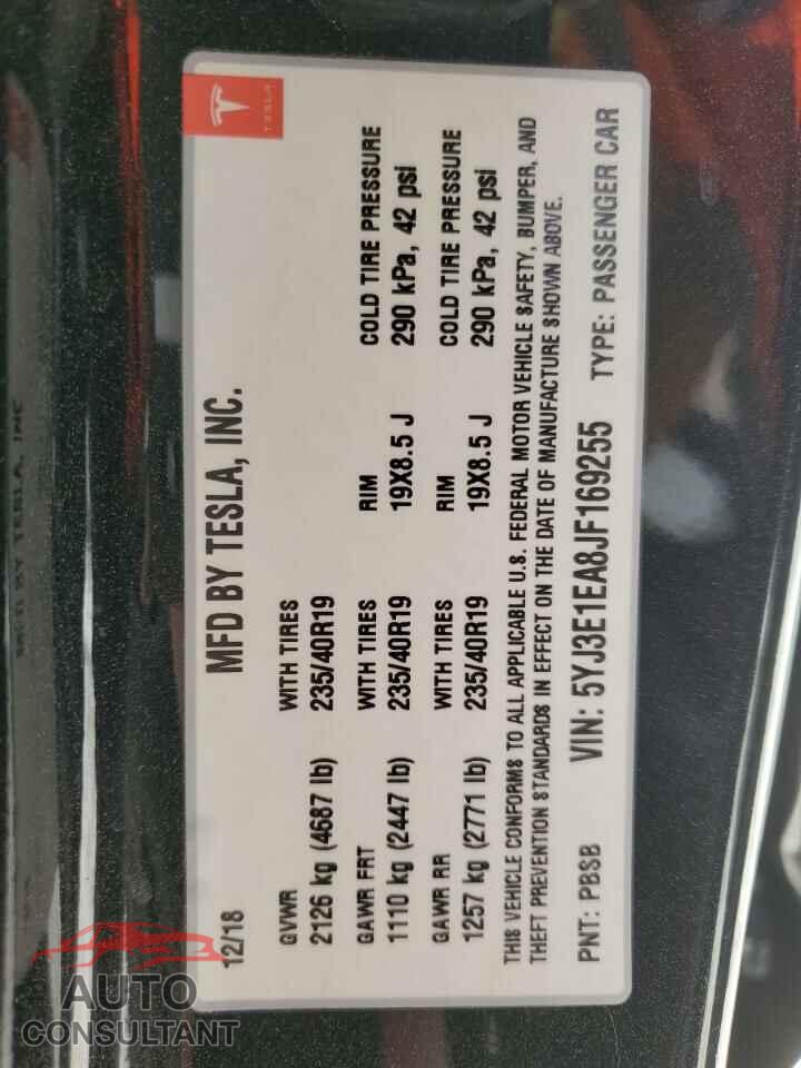 TESLA MODEL 3 2018 - 5YJ3E1EA8JF169255