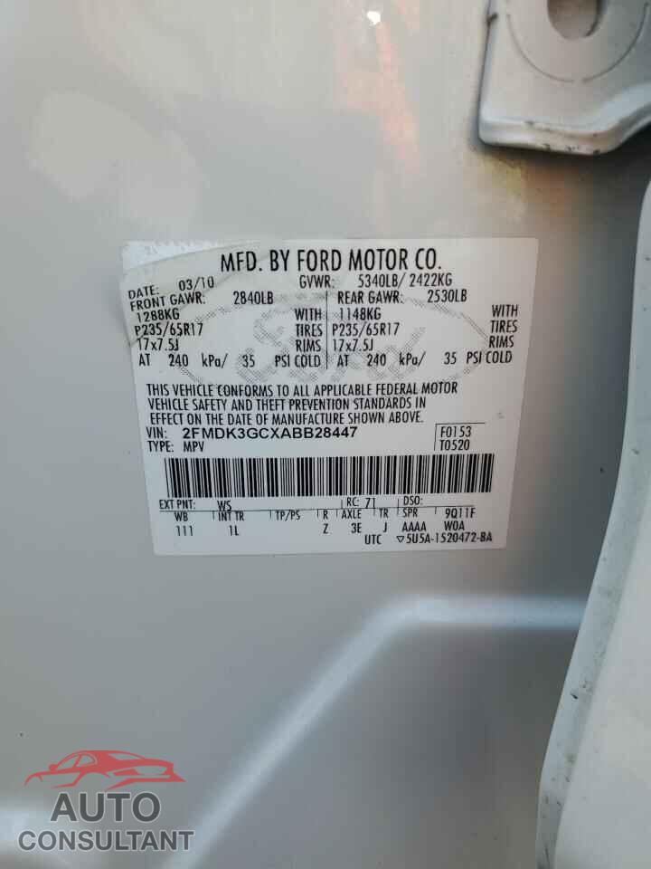 FORD EDGE 2010 - 2FMDK3GCXABB28447