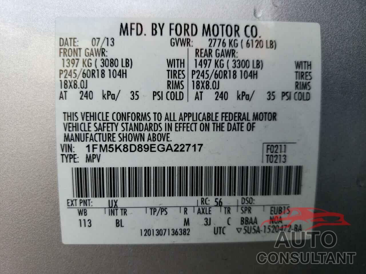 FORD EXPLORER 2014 - 1FM5K8D89EGA22717