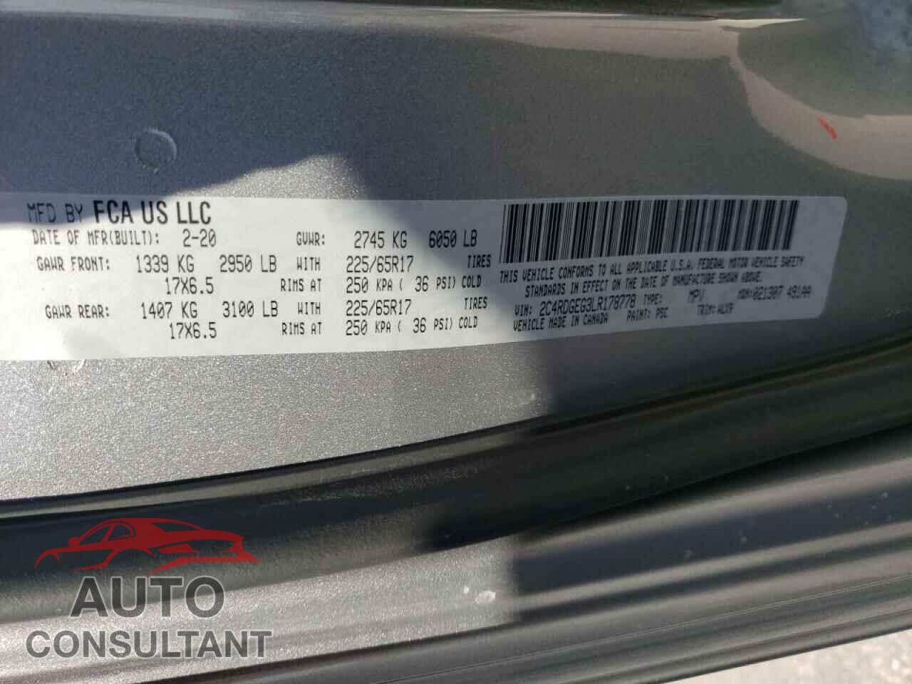 DODGE CARAVAN 2020 - 2C4RDGEG3LR178778