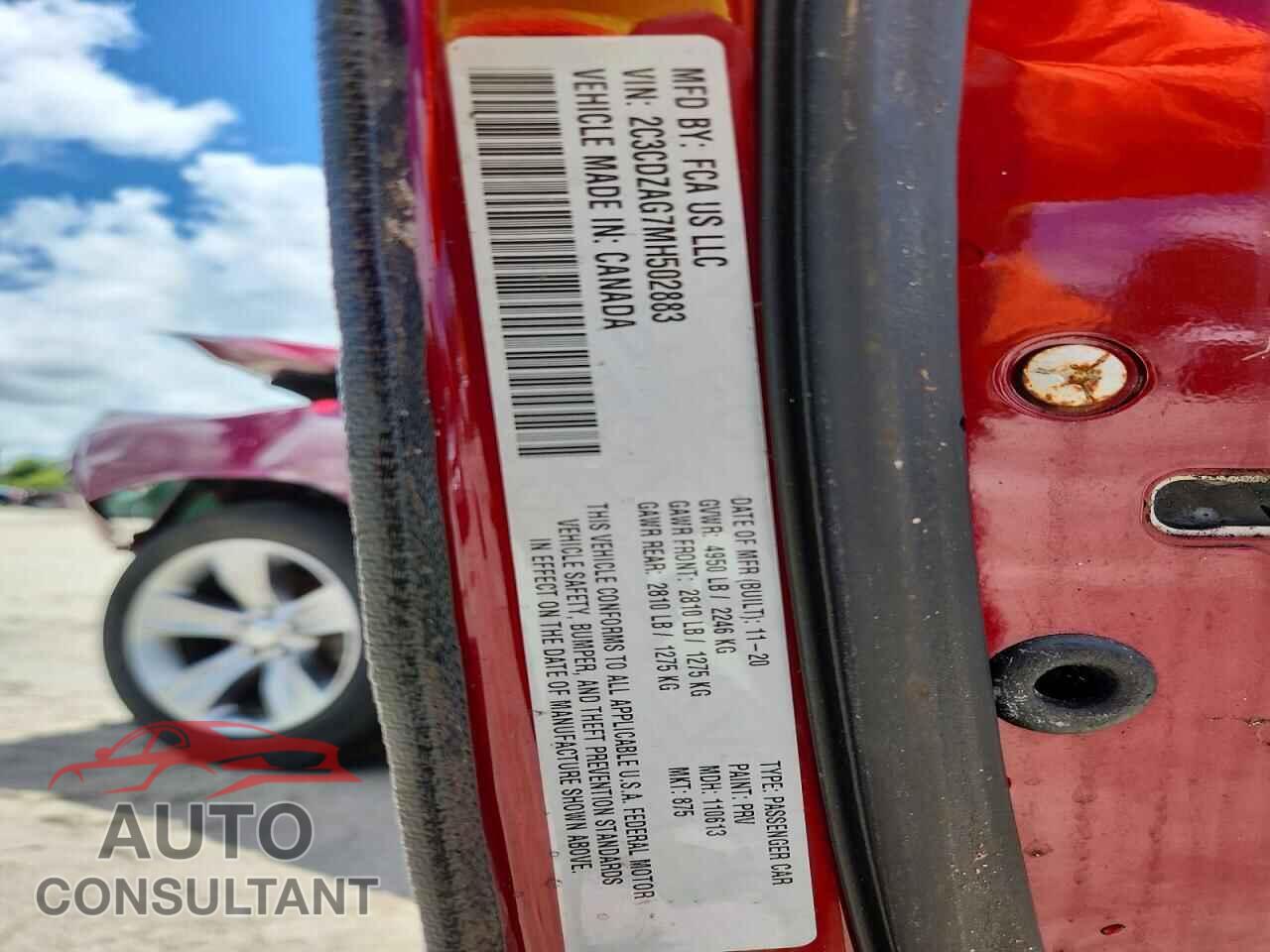 DODGE CHALLENGER 2021 - 2C3CDZAG7MH502883