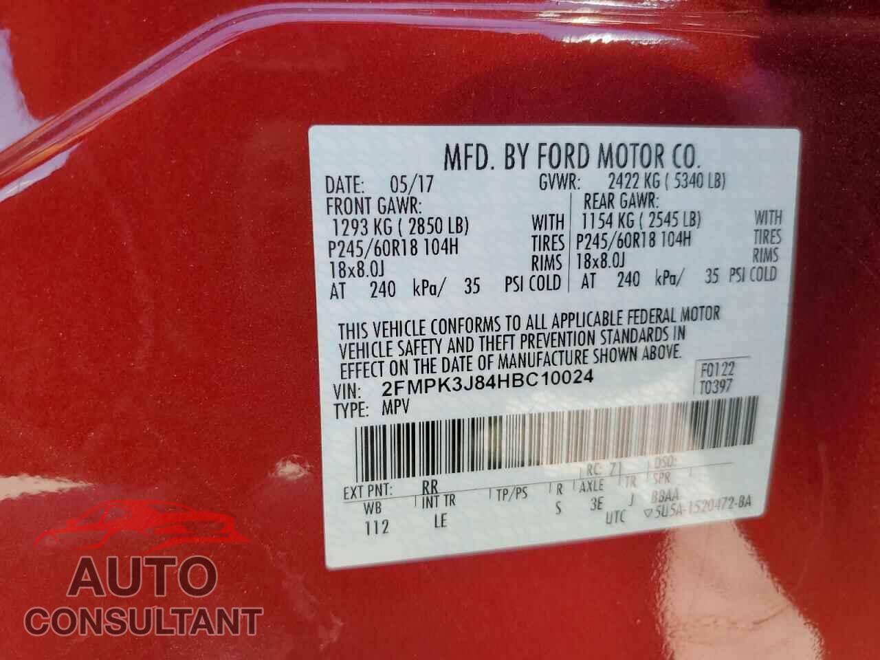 FORD EDGE 2017 - 2FMPK3J84HBC10024