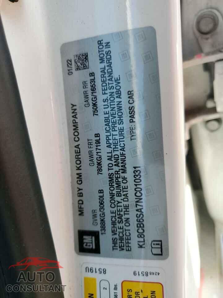 CHEVROLET SPARK 2022 - KL8CB6SA7NC010331