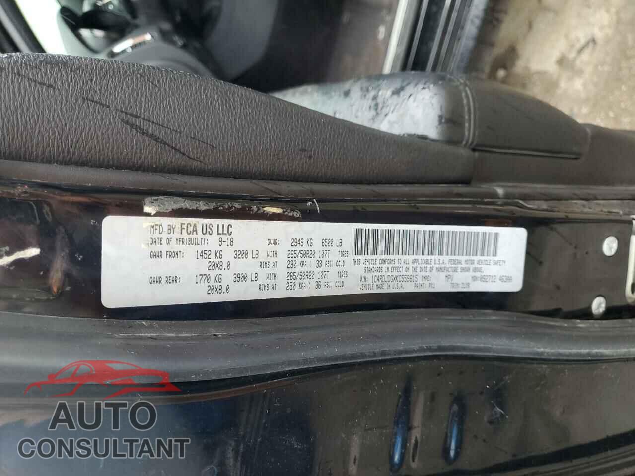 DODGE DURANGO 2019 - 1C4RDJDGXKC559615