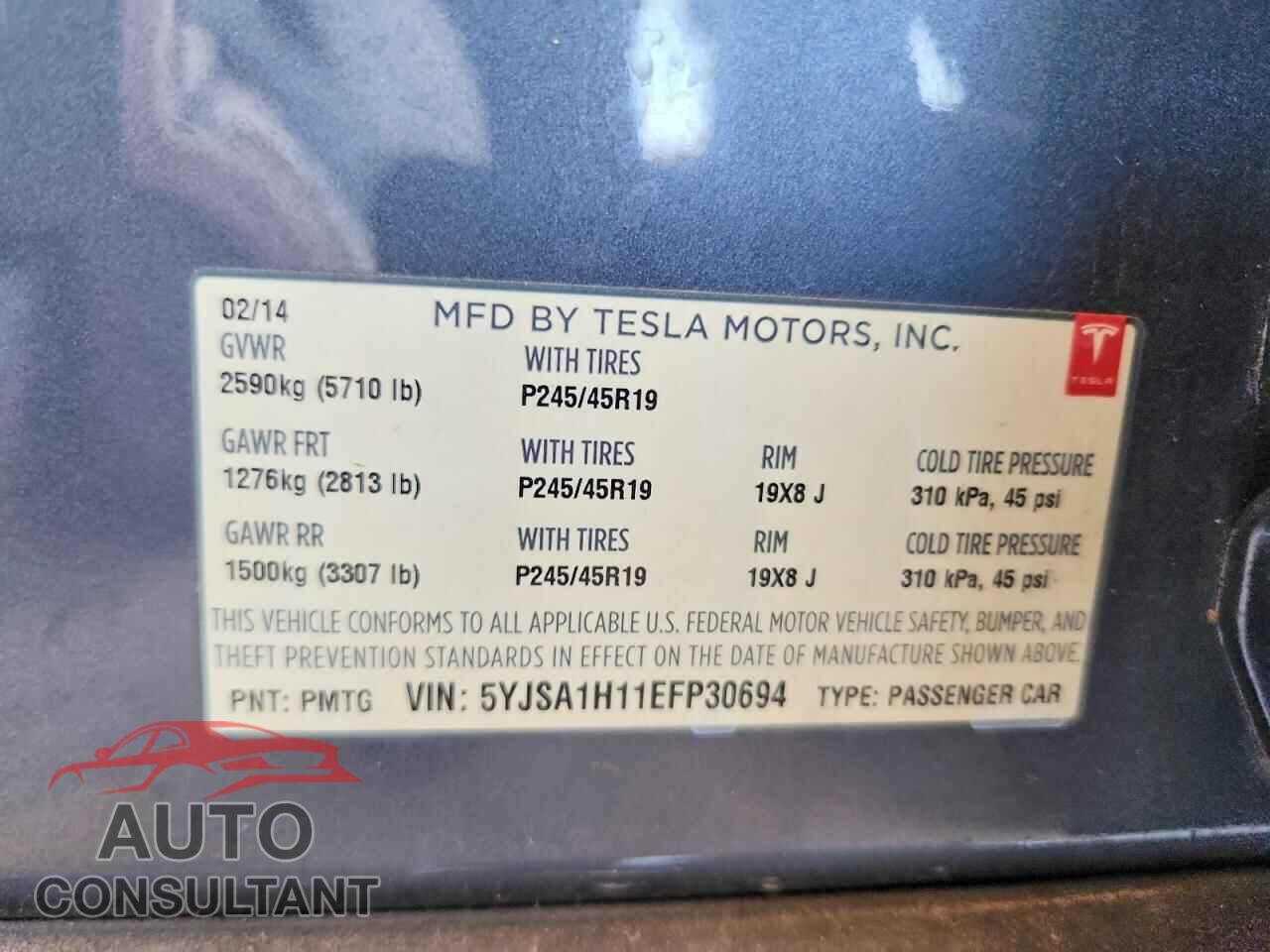 TESLA MODEL S 2014 - 5YJSA1H11EFP30694