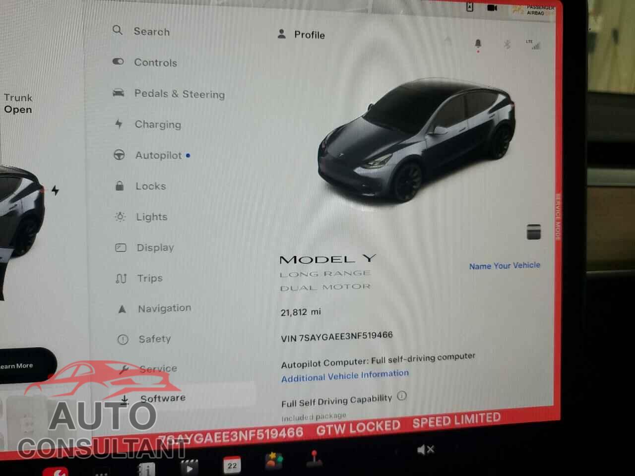 TESLA MODEL Y 2022 - 7SAYGAEE3NF519466