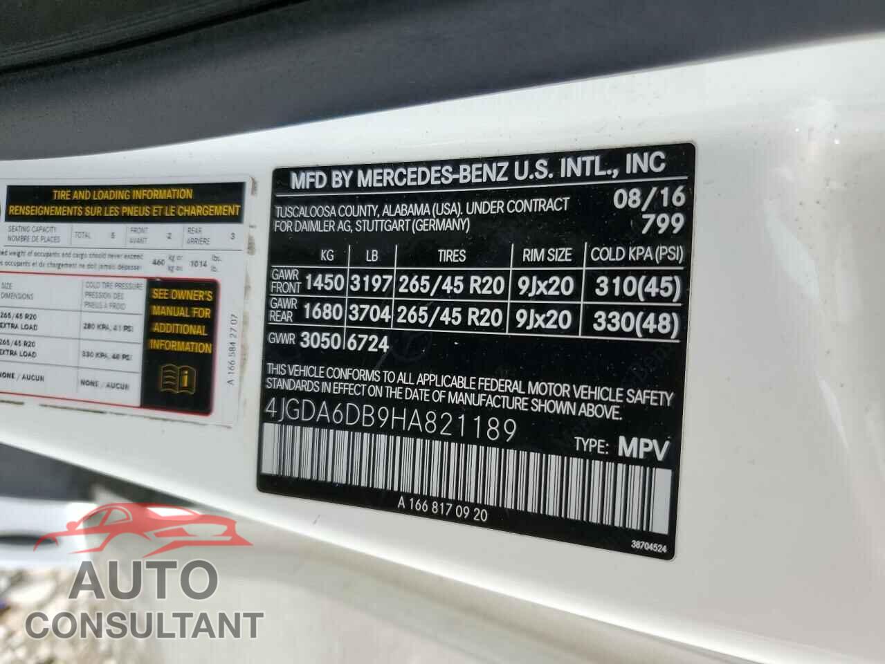 MERCEDES-BENZ GLE-CLASS 2017 - 4JGDA6DB9HA821189
