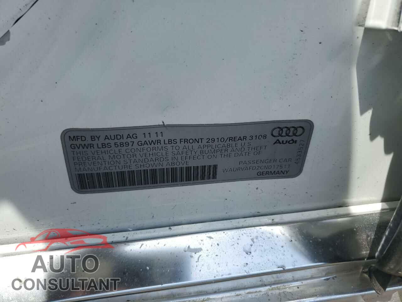 AUDI A8 2012 - WAURVAFD2CN017511