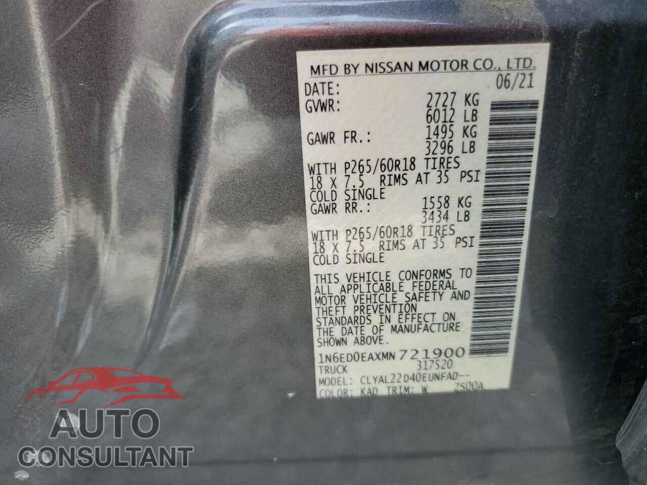 NISSAN FRONTIER 2021 - 1N6ED0EAXMN721900