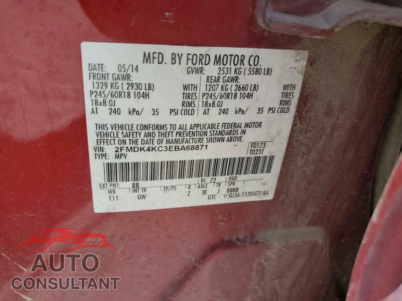 FORD EDGE 2014 - 2FMDK4KC3EBA68871