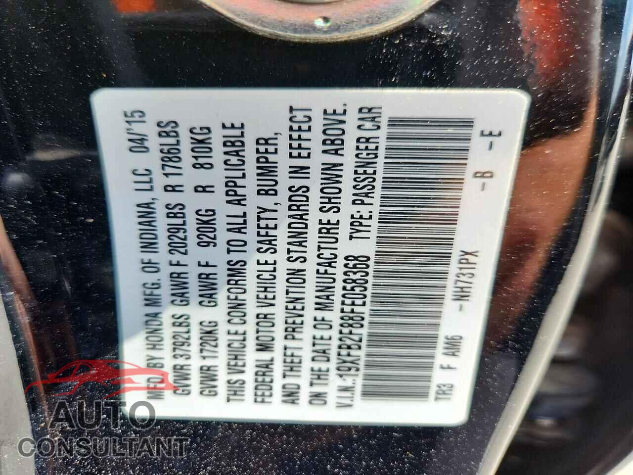 HONDA CIVIC 2015 - 19XFB2F88FE058368
