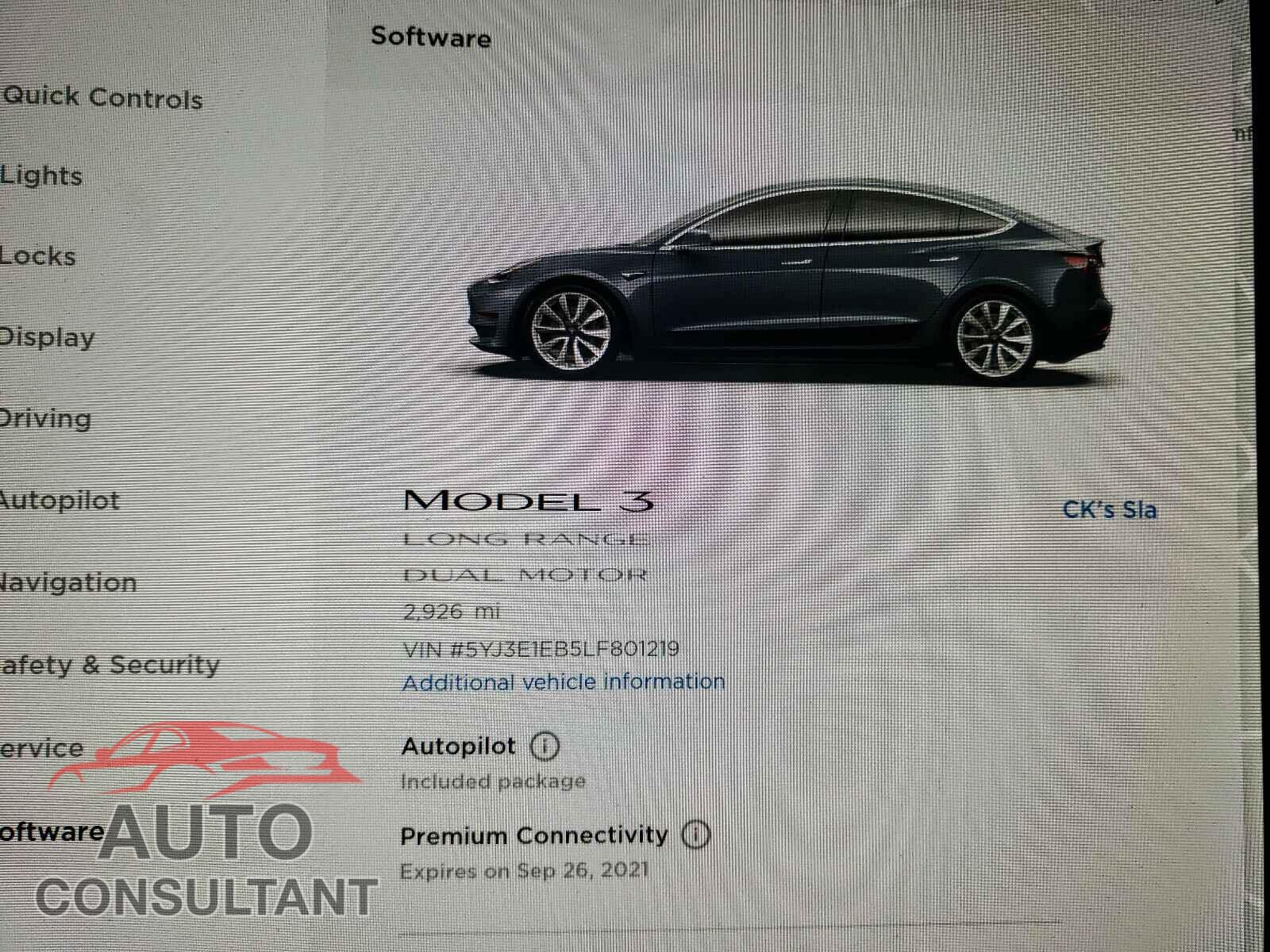 TESLA MODEL 3 2020 - 5YJ3E1EB5LF801219