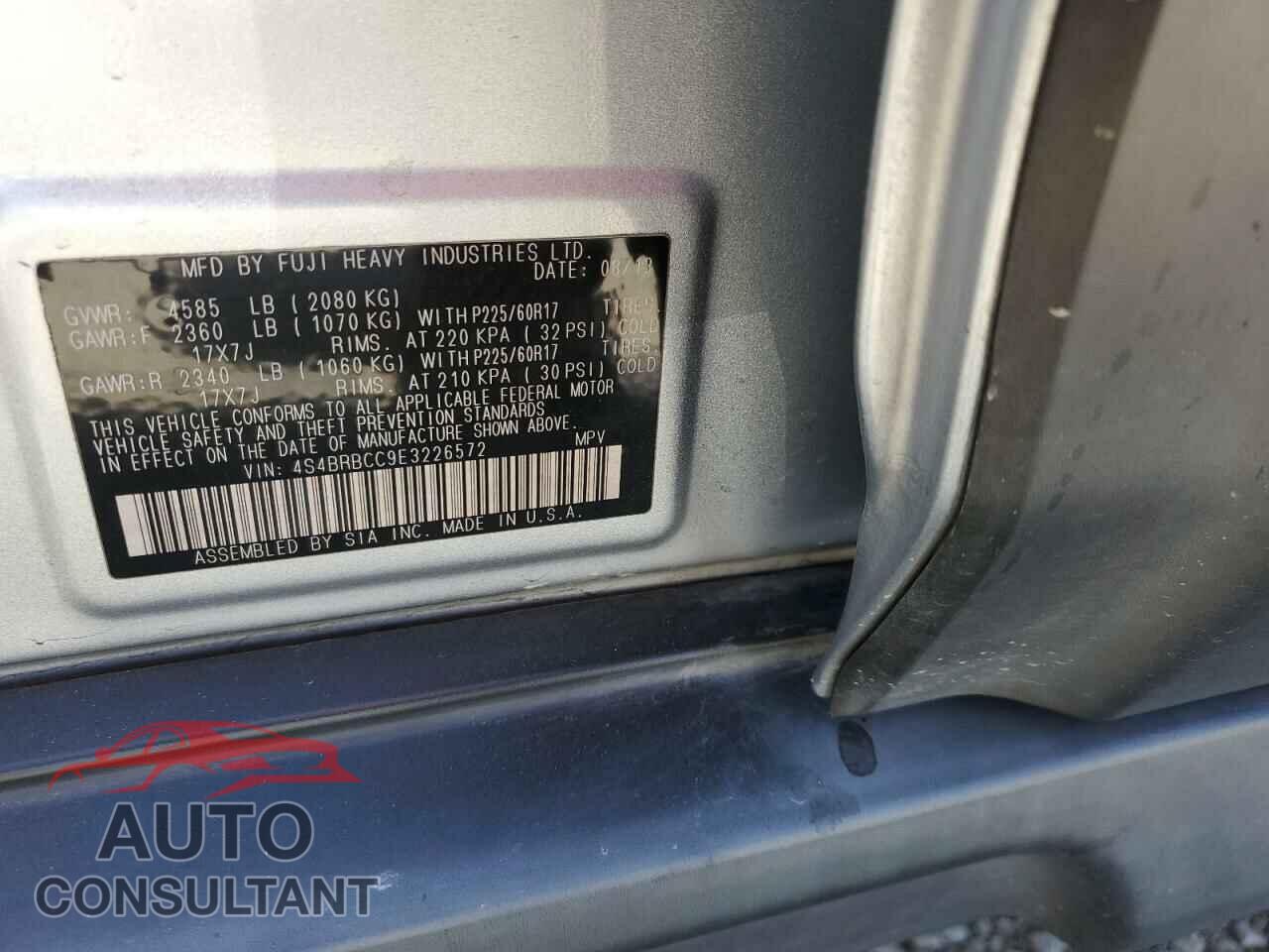 SUBARU OUTBACK 2014 - 4S4BRBCC9E3226572