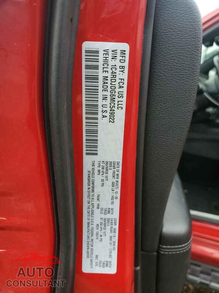 DODGE DURANGO 2021 - 1C4RDJDG6MC549022