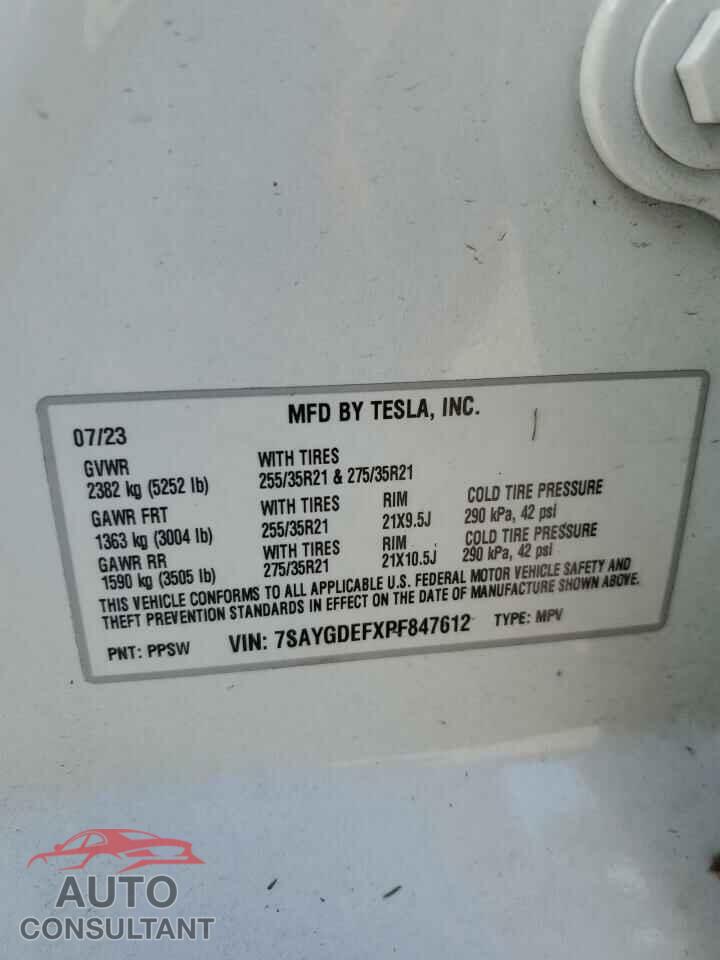 TESLA MODEL Y 2023 - 7SAYGDEFXPF847612
