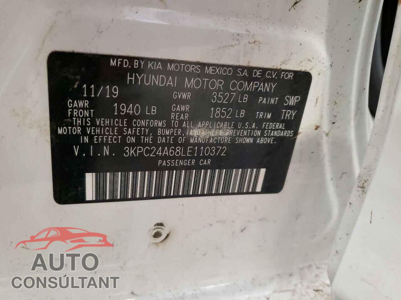HYUNDAI ACCENT 2020 - 3KPC24A68LE110372