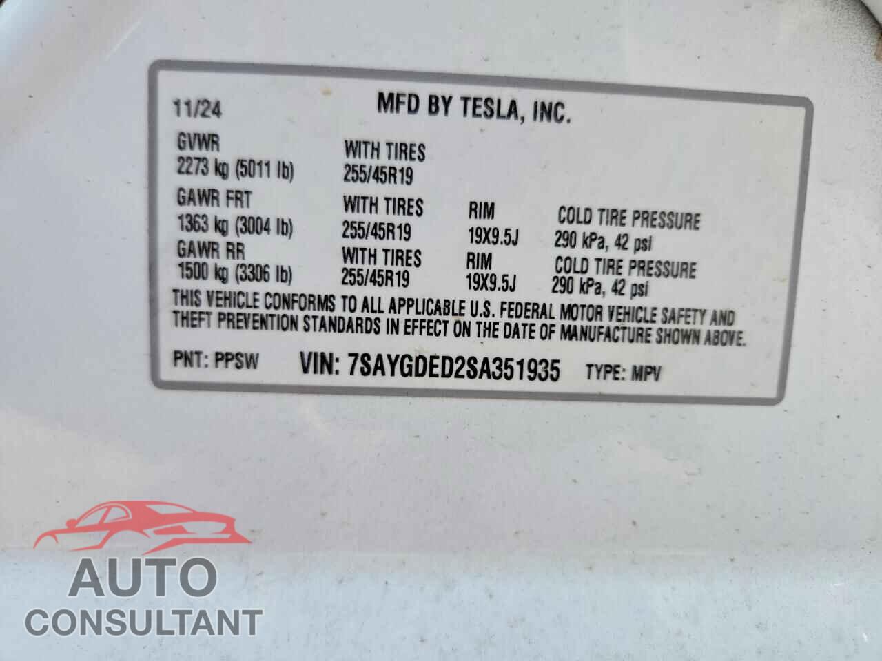 TESLA MODEL Y 2025 - 7SAYGDED2SA351935