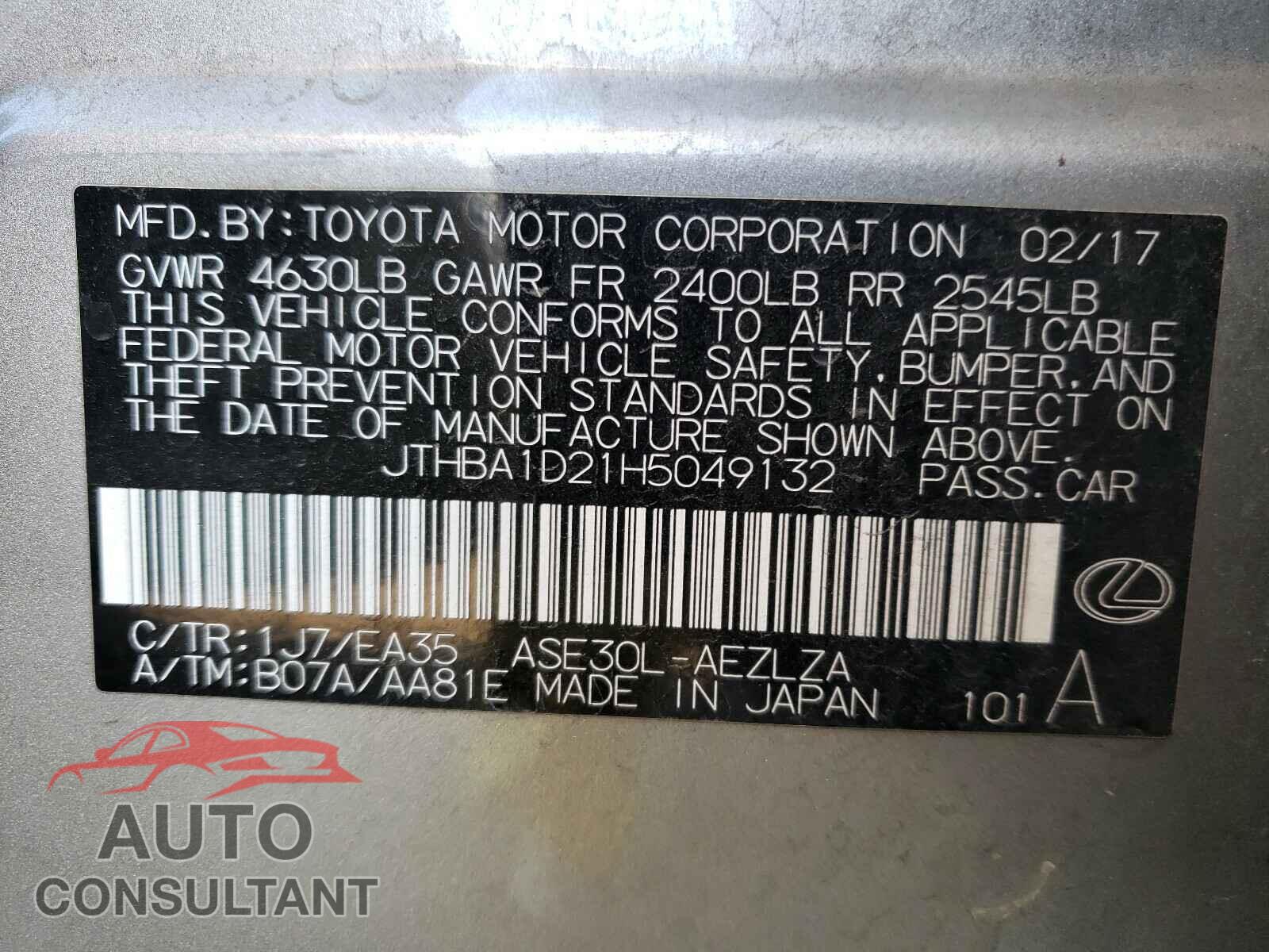 LEXUS IS 2017 - JTHBA1D21H5049132