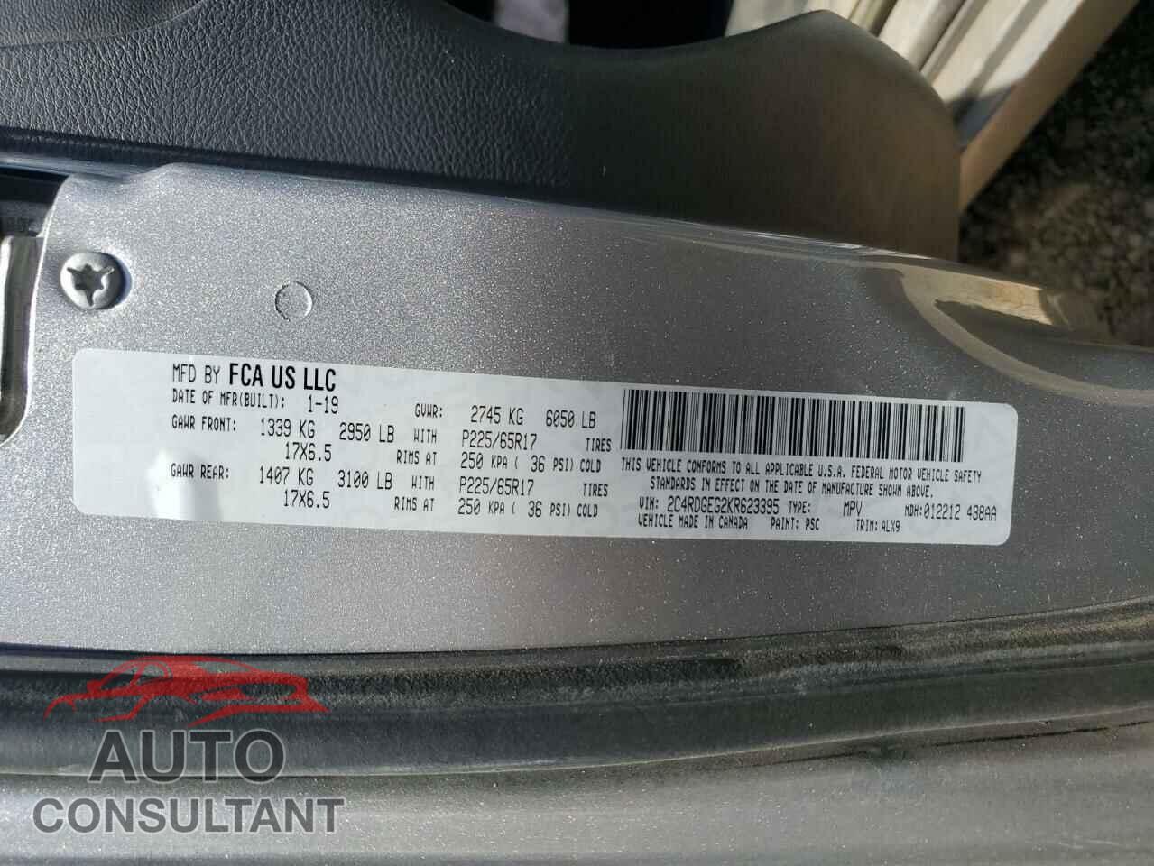 DODGE CARAVAN 2019 - 2C4RDGEG2KR623395