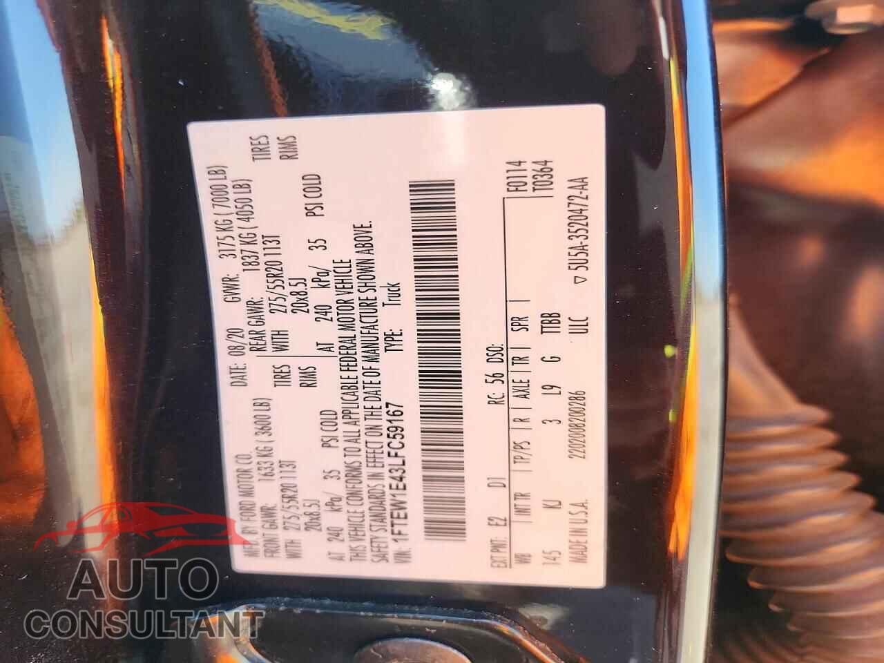 FORD F150 2020 - 1FTEW1E43LFC59167