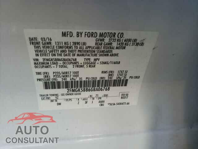 FORD FLEX 2016 - 2FMGK5B86GBA06768