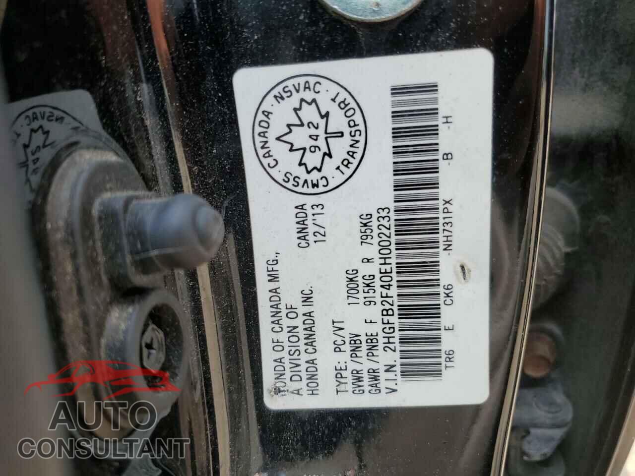 HONDA CIVIC 2014 - 2HGFB2F40EH002233
