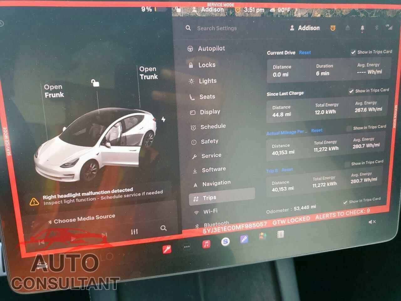 TESLA MODEL 3 2021 - 5YJ3E1EC0MF985057