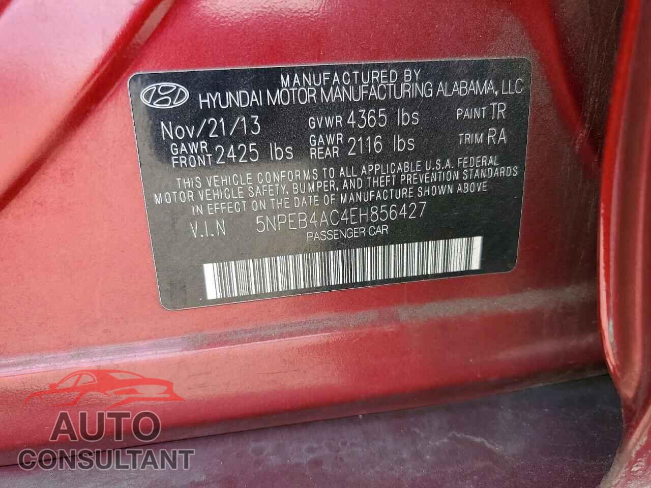 HYUNDAI SONATA 2014 - 5NPEB4AC4EH856427