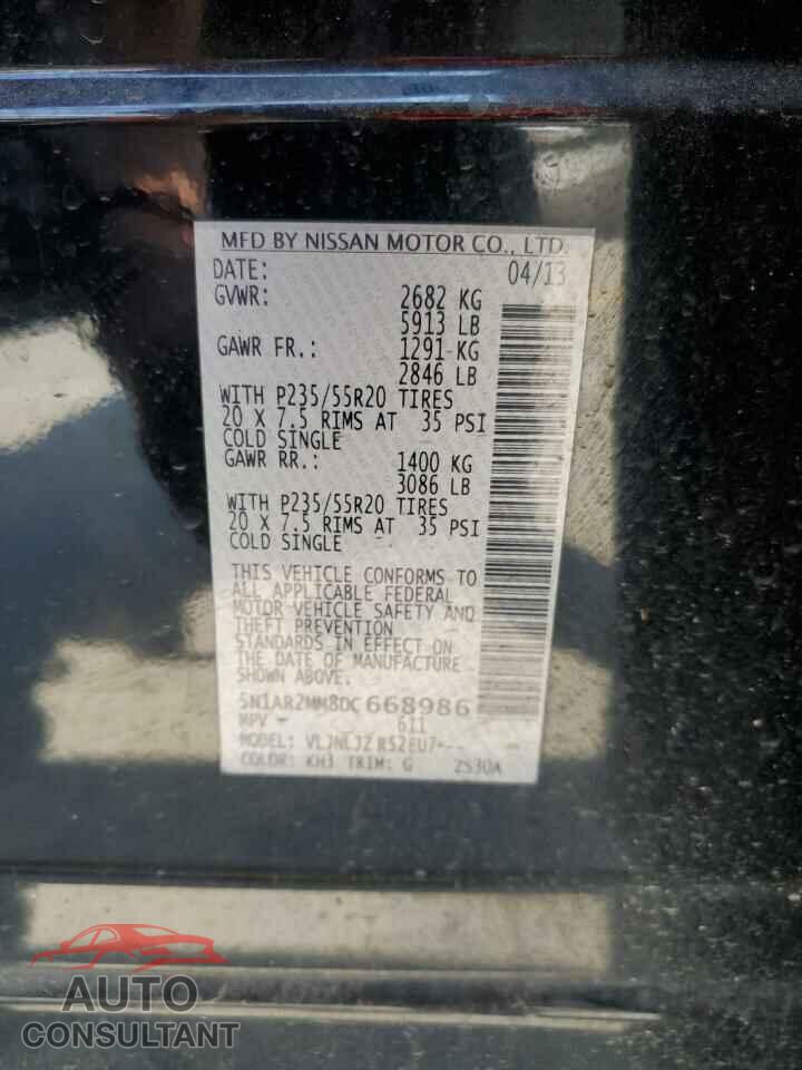 NISSAN PATHFINDER 2013 - 5N1AR2MM8DC668986